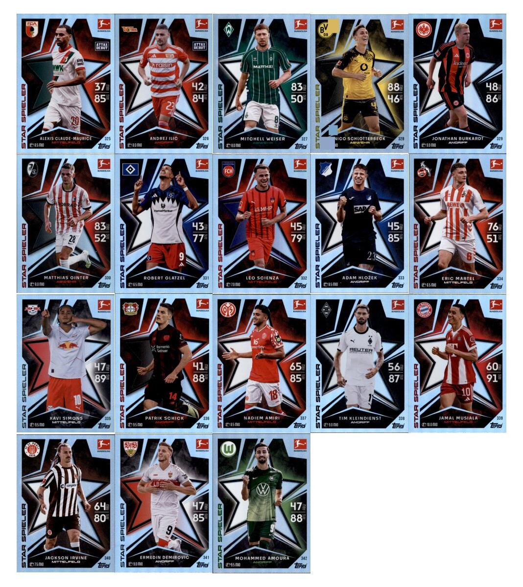 Topps Match Attax Bundesliga - 2025/26 - Alle 18 Star Spieler