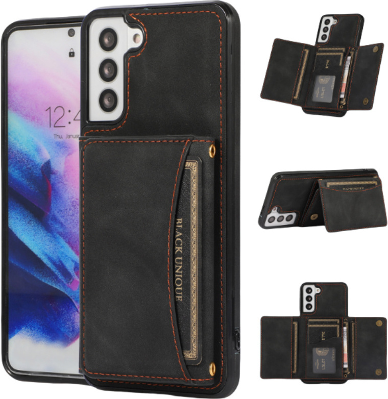 INF Tri-Fold PU kožené peňaženkové puzdro s držiakom na kartu pre Samsung Samsung Galaxy S21