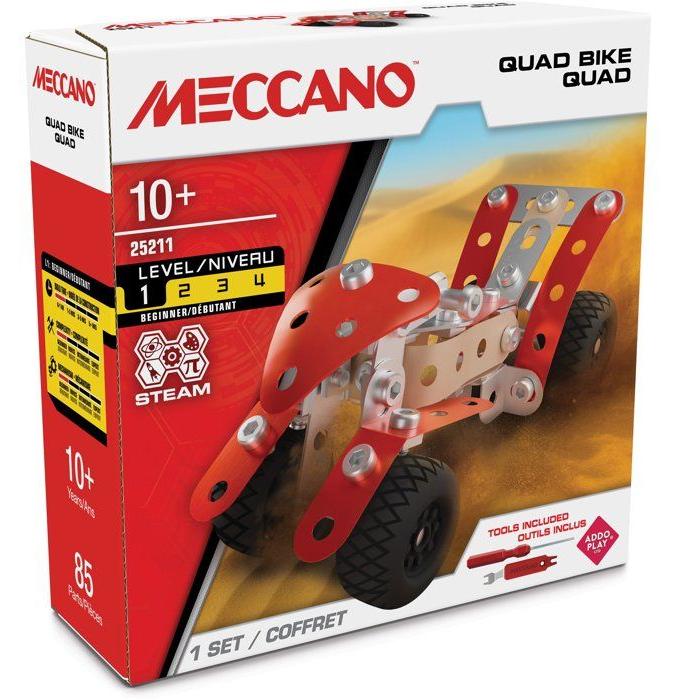 Meccano Quad Bausatz, Metall und Kunststoff, APM11114, Inklusive Werkzeuge, Schritt-für-Schritt Anleitung MEC3701405832834