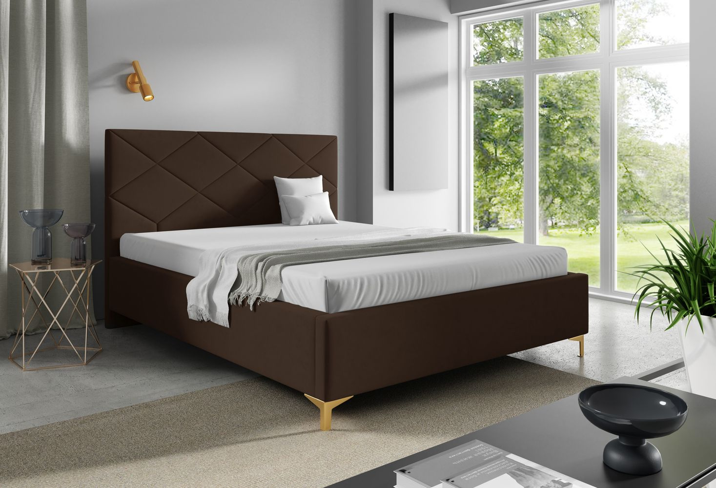 Čalúnená posteľ 120x200 ODETA 3 - hnedá