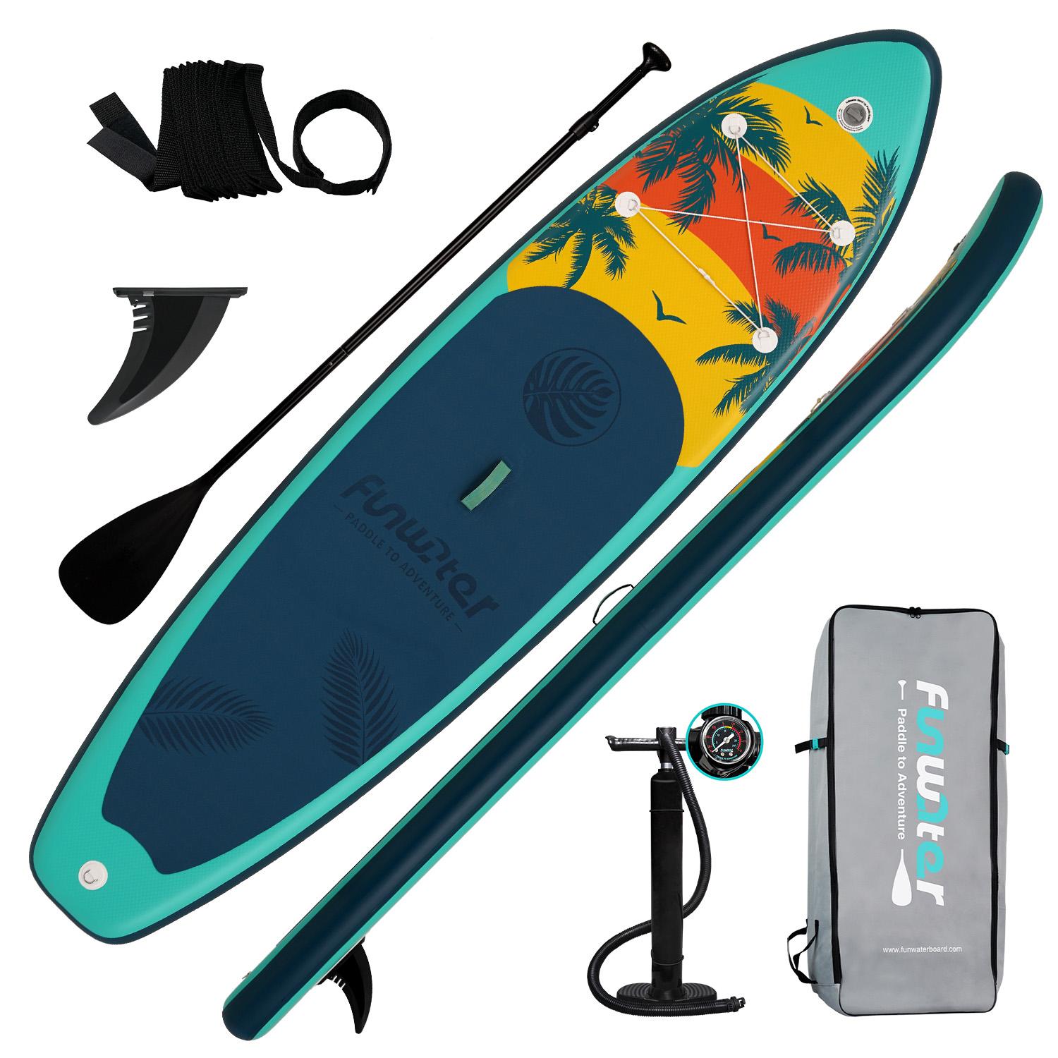 FunWater Stand up paddle Board, SUP Board Set, Stand up Paddle Board,SUP paddle Board,Handpumpe,335x83x15cm, bis150kg,Grün