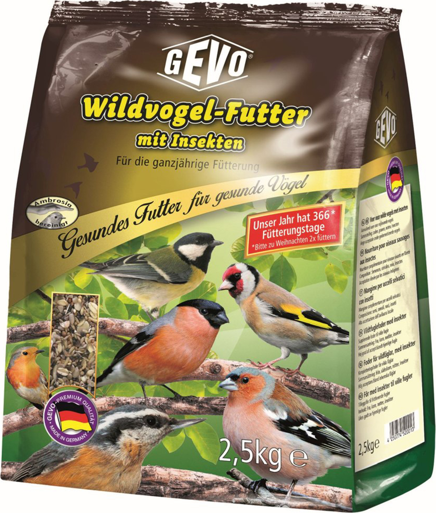 Wildvogelfutter mit Insekten (2,5 kg) | Wildvogelfutter von GEVO 910042-gv