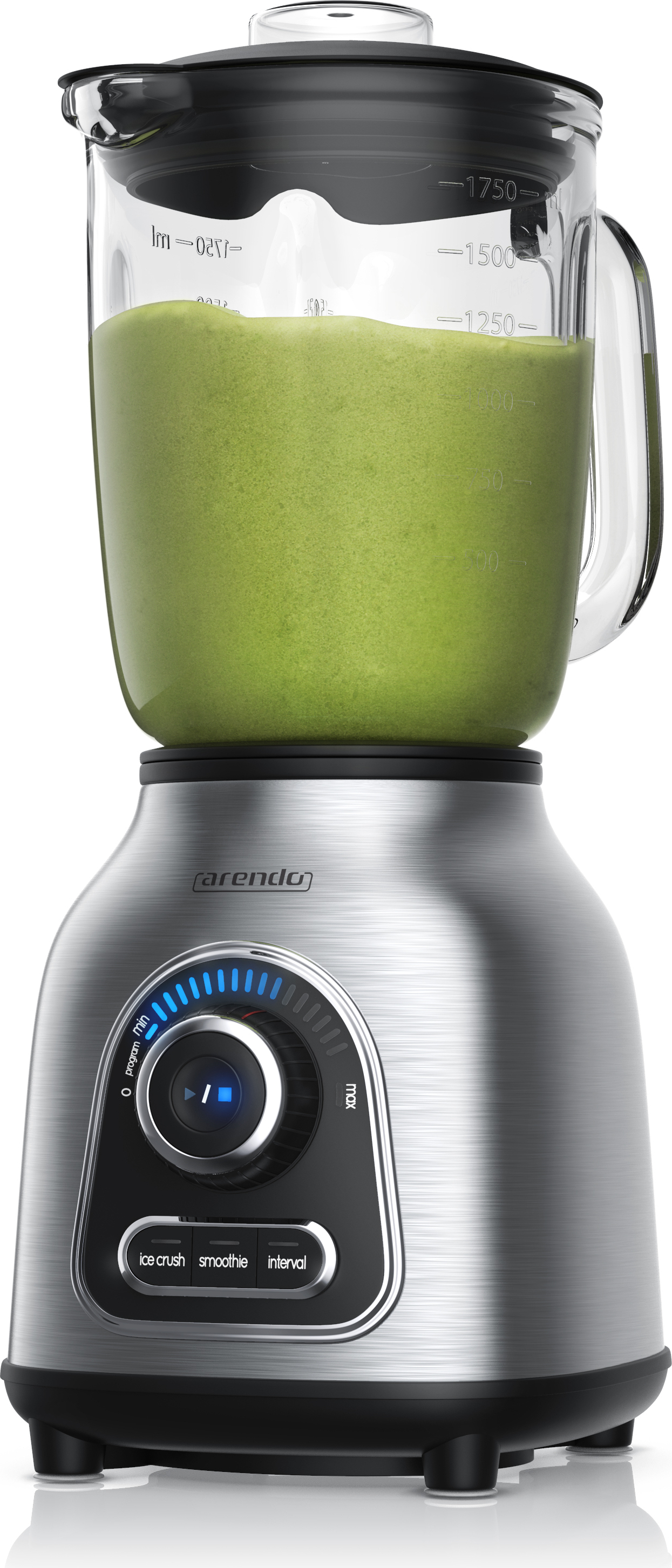 Arendo Standmixer, 1400 W, Edelstahl Power Mixer, Hochleistungsmixer, 1,75l Glasbehälter, Blender, silber 403488