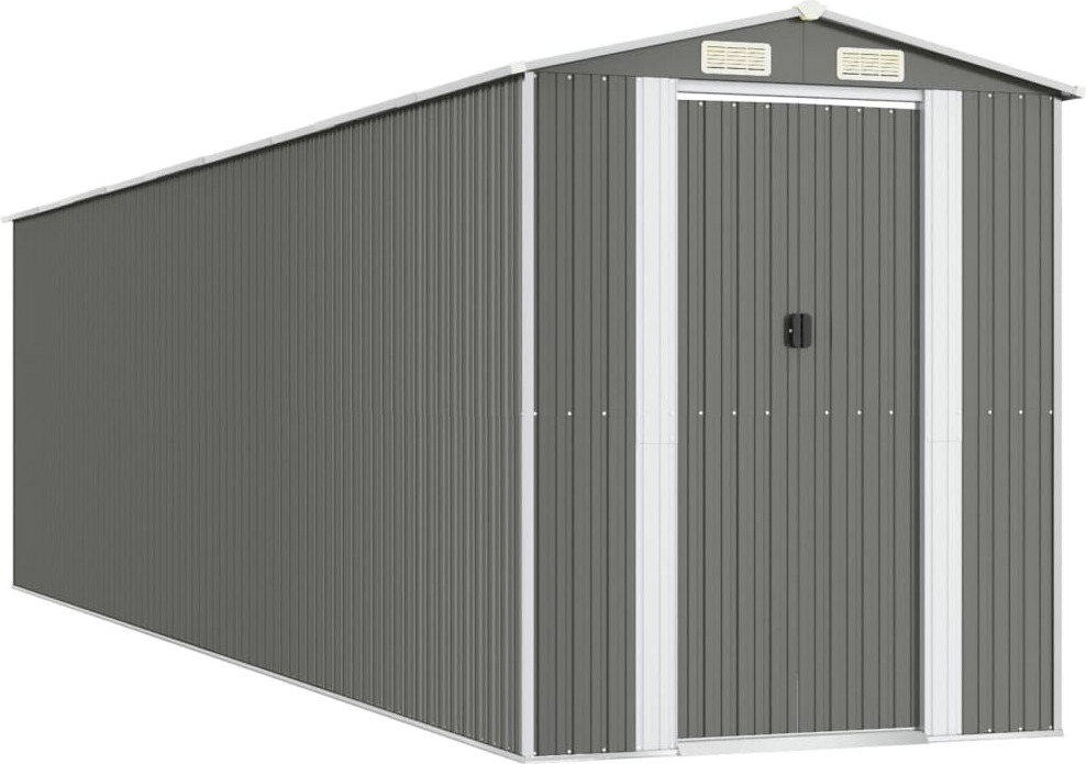 vidaXL Prístrešok na náradie svetlosivý 192x772x223 cm pozinkovaná oceľ