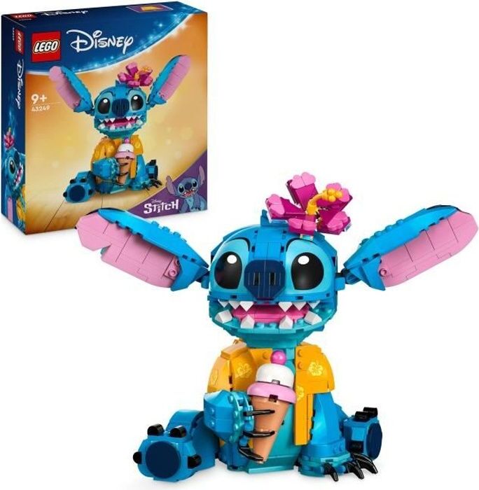 LEGO Disney Stitch 43249 Stavebná sada, figúrka Stitch s kornútkom, 730 dielov, 9+ rokov, pohyblivé uši, otočná hlava