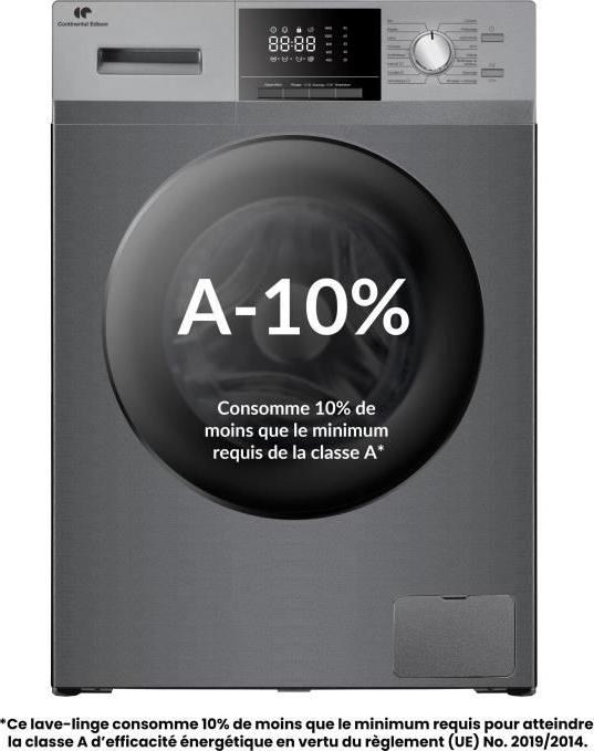 Waschmaschine Frontlader Continental Edison CELL10140S3, 10 kg, 1400 U/min, Induktionsmotor, 60 cm, Silber