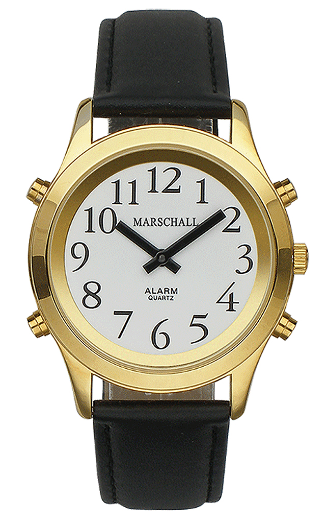 Marschall TALKING WATCH > Herrenuhr Ø 39mm | Weckfunktion | Leder CEM-36907-Uhr