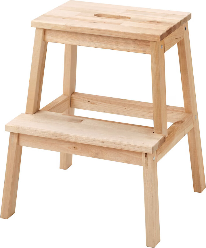 Sgabello Ikea Bekväm In Legno Massello 50cm, Colore Bianco, Con