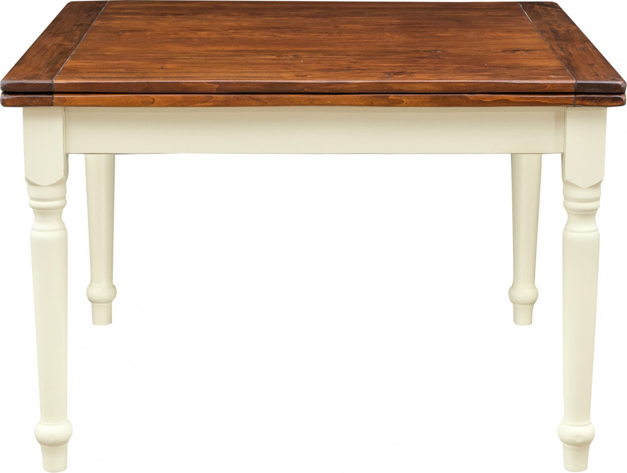 Esstisch ausziehbar 120 x 120 x 80 cm, Holztisch massiv, Esstisch massivholz, Braun/Weiß