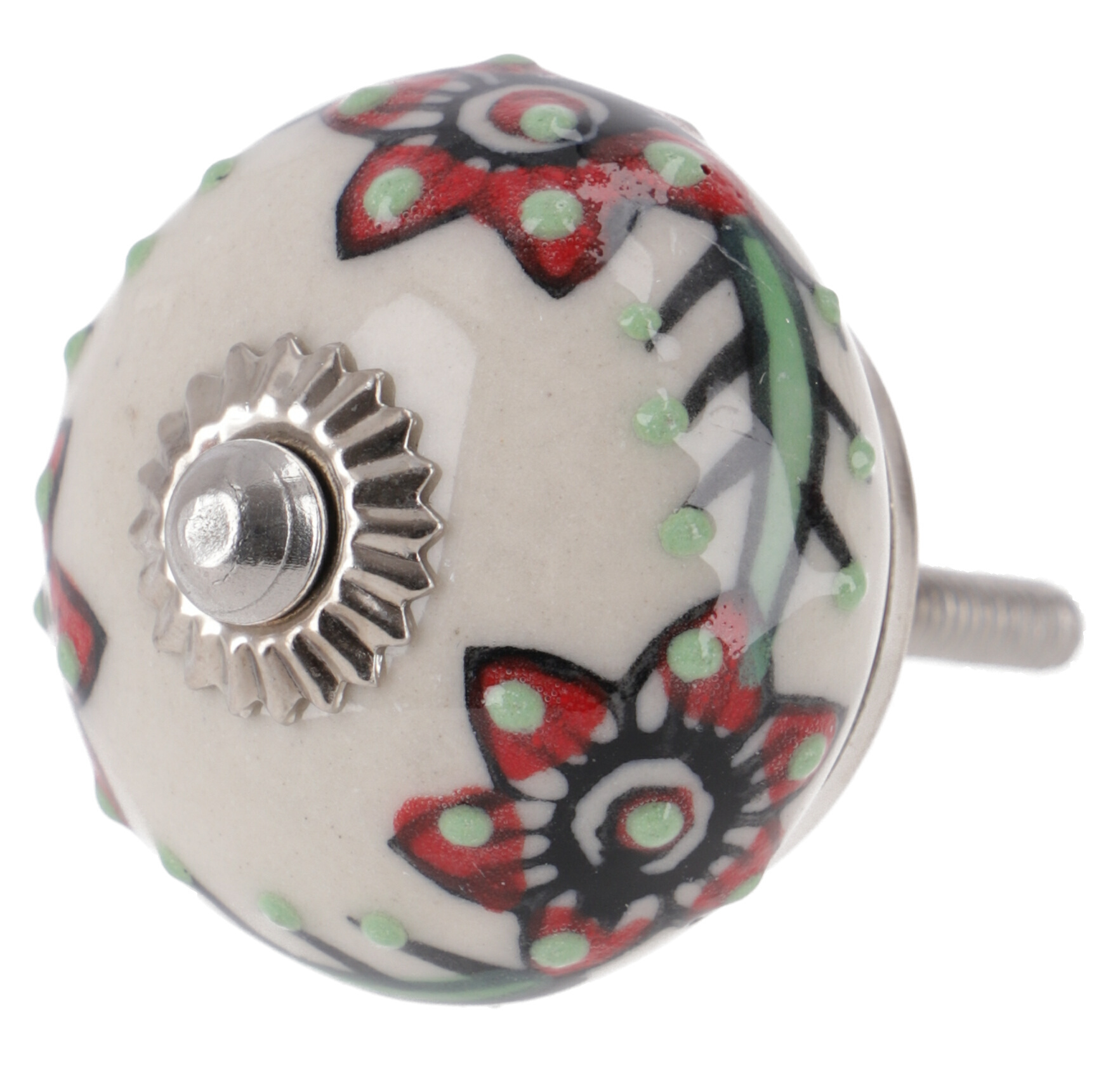 Guru-Shop Keramik Möbelknopf, Möbelknauf Möbelgriff, Schranktürknöpfe, Möbelknöpfe, Schubladengriff - Modell 69, Weiß, 4*4*4 cm, Möbelknöpfe 16629