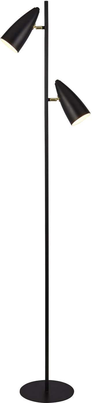 Licht-Erlebnisse Stehleuchte Metall E14 160 cm verstellbar in Schwarz Gold 2-flammig Retro Design Stehlampe