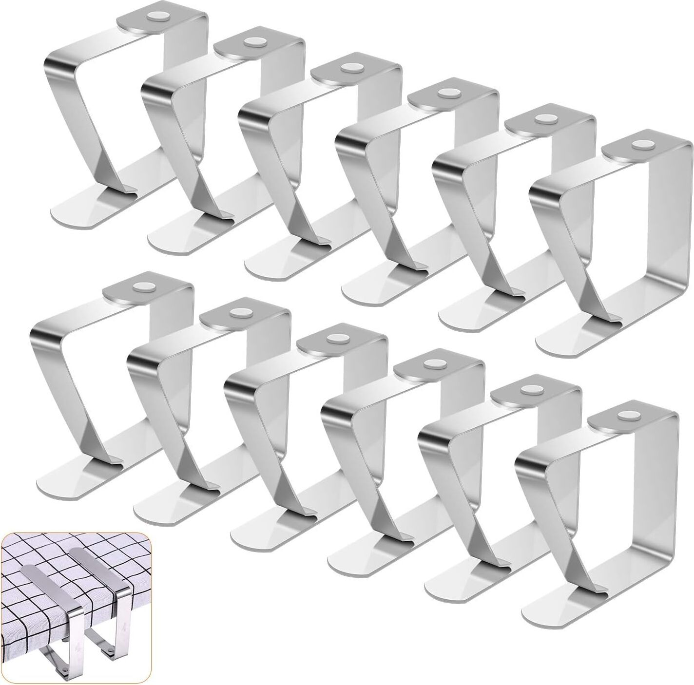 Jormftte Rostfreier Tischdeckenclip, 12 Stück Tischdeckenclips, Verstellbarer Outdoor-Tischdeckenclip, Gartentischdeckenclip für Küche, Büro, Restaurant, Picknick, Hochzeitsfeier, 5 x 4 cm KAU-HT-CPK-PH-20250429-3