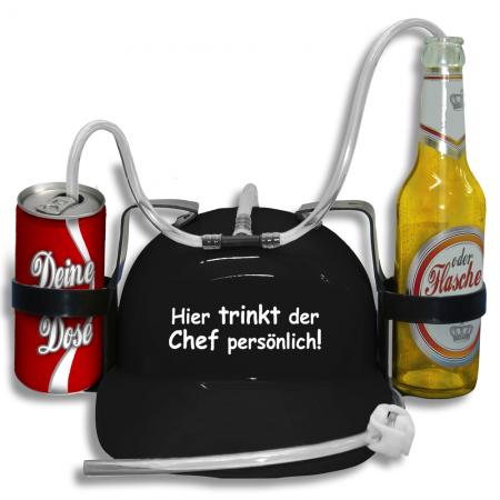 HSK Trinkhelm Spaßhelm mit Print - Hier trinkt der Chef persönlich - 51660 Color - schwarz