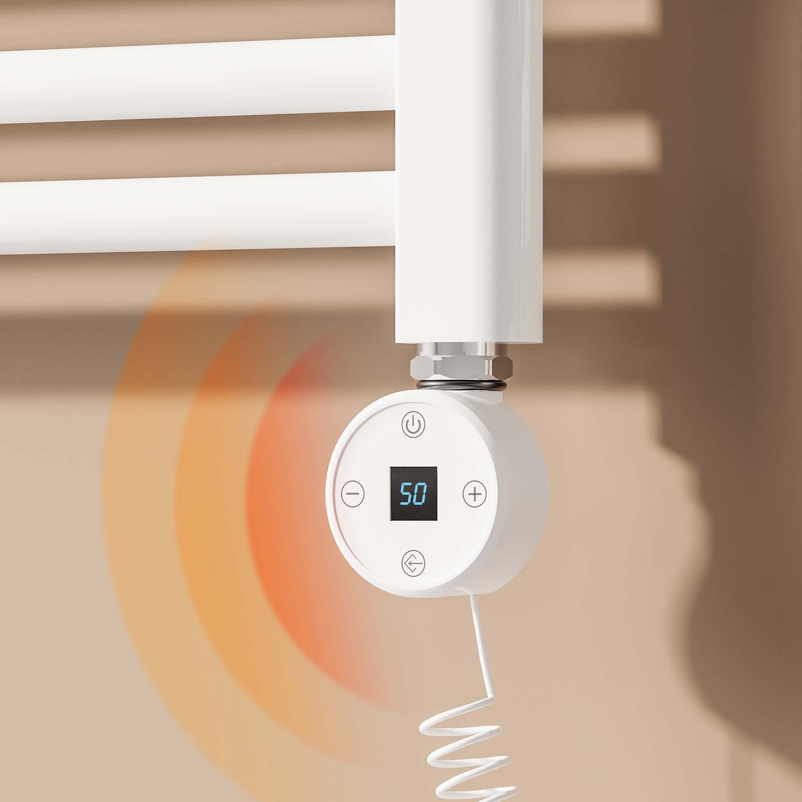 Heilmetz Heizstab für Badheizkörper Elektrischer Heizstab mit Thermostat und Temperaturkontrolle für Handtuchheizkörper Weiß900W