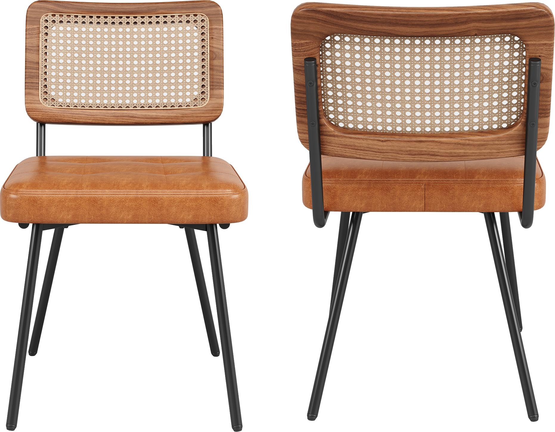 youjia Esszimmerstuhl aus Kunstleder (2 Stück) Rattan-Loungesessel Schminkstuhl Ergonomischer Stuhl Leichter Luxusstuhl Retro-Stuhl