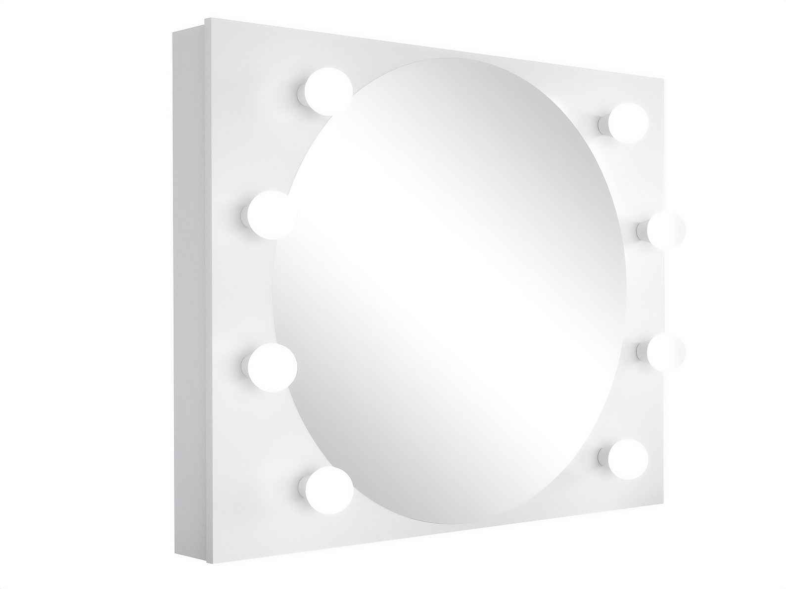 Meblowa1 Schminkspiegel 80x65x10cm LED Runder mit 8 Samsung-Glühbirnen Weiß Matt inkl. 230V Elektroinstallation Wandmontage Energiesparend LS-8LED-weiss