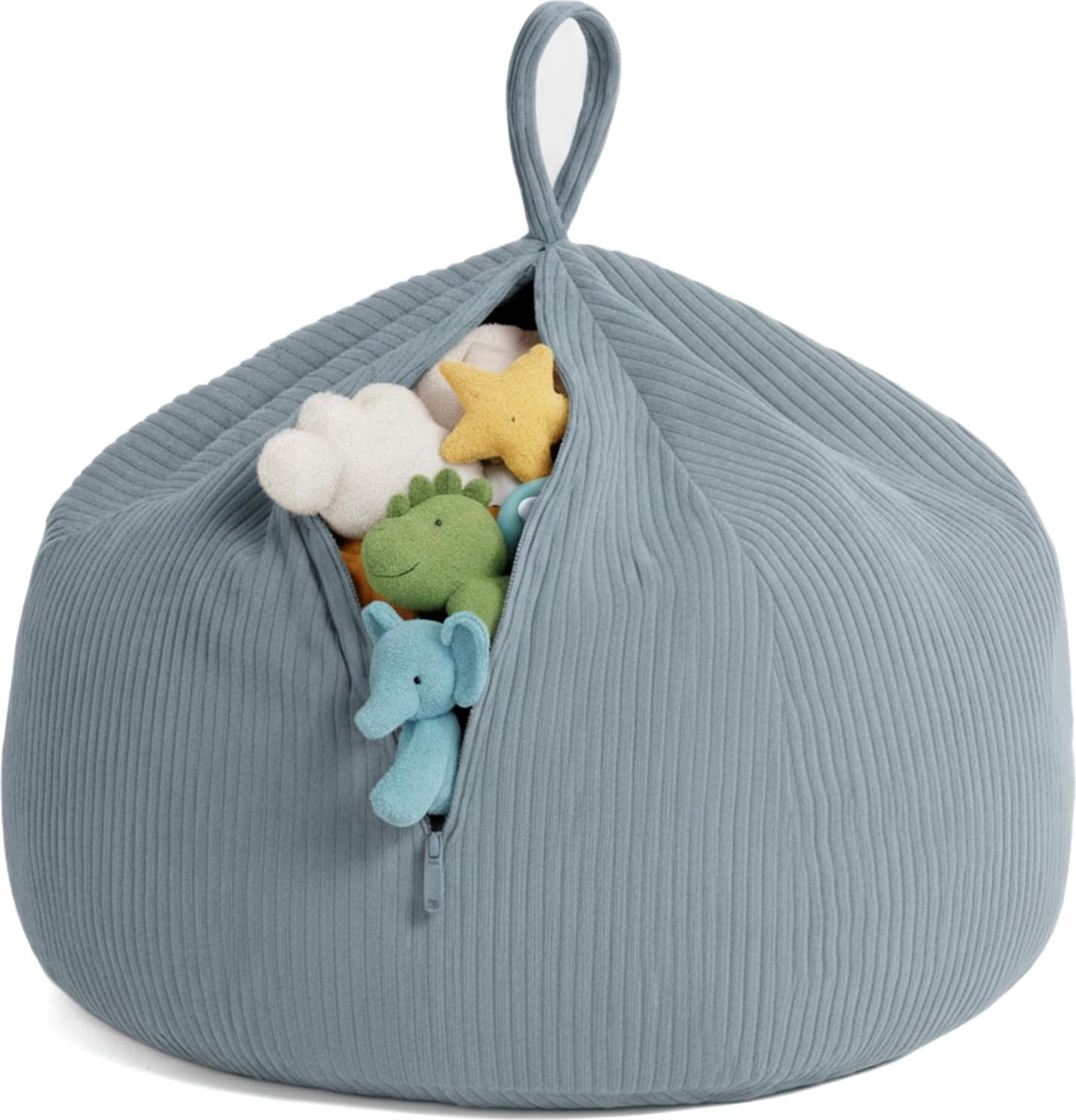 POOM Kinder Sitzsack-Bezug für Stofftiere 85×85×50 cm - Spielzeug Aufbewahrung für Kinderzimmer (Blau) PUFAPOKROWIEC-SKU-004
