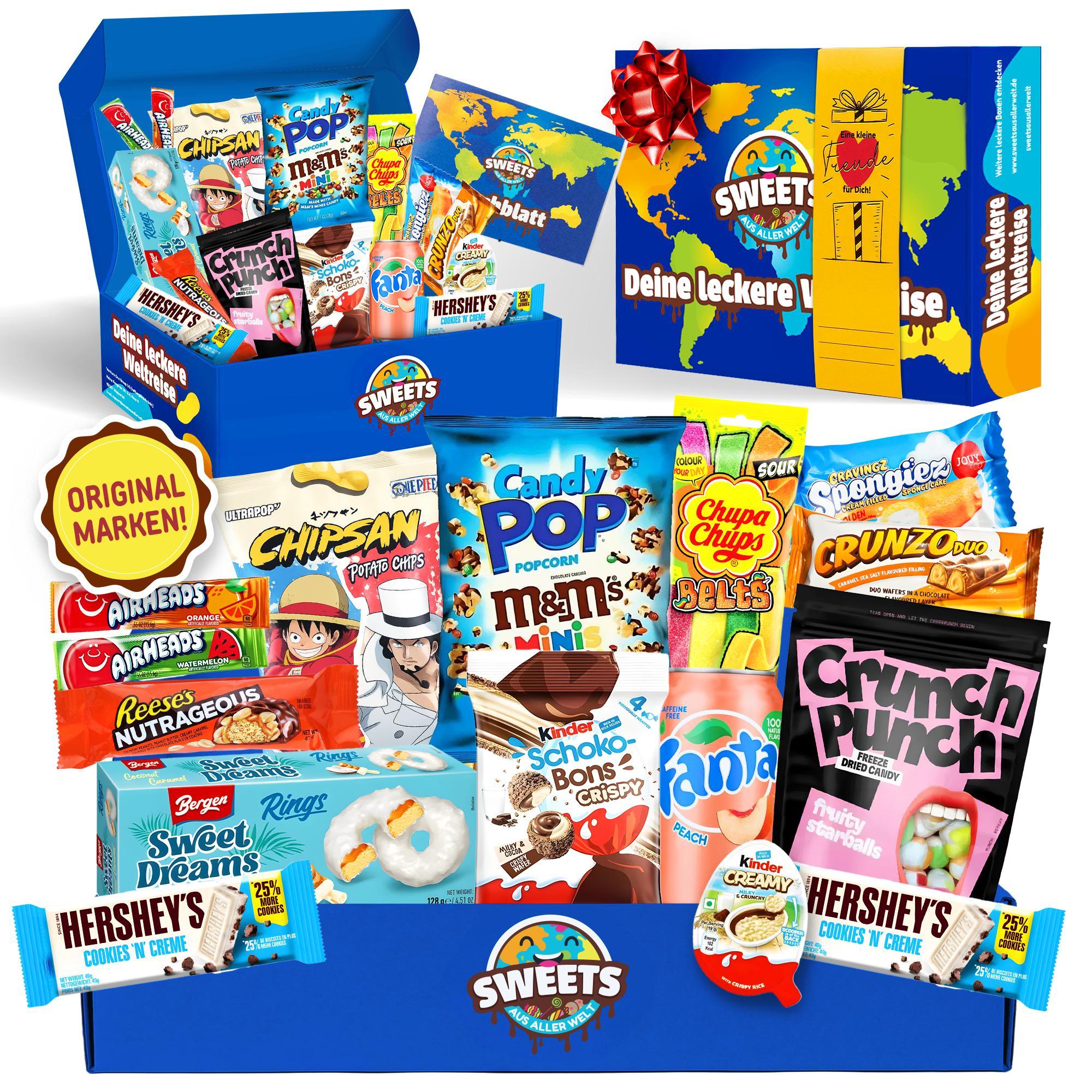 Sweets aus aller Welt Amerikanische Süßigkeiten Box mit Süßigkeiten aus aller Welt - American Candy für Männer, Frauen & Kinder - USA Süßigkeiten Candy Box - Geschenkidee
