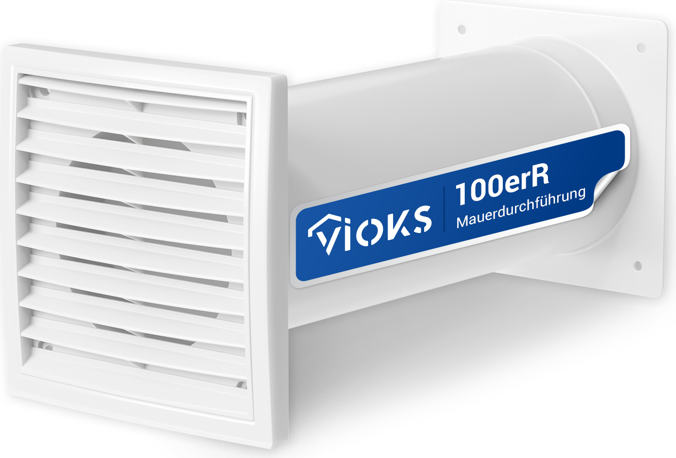 VIOKS Mauerkasten Mauerdurchführung 100erR weiß Rund-Anschlusssystem für Ablufttrocknern