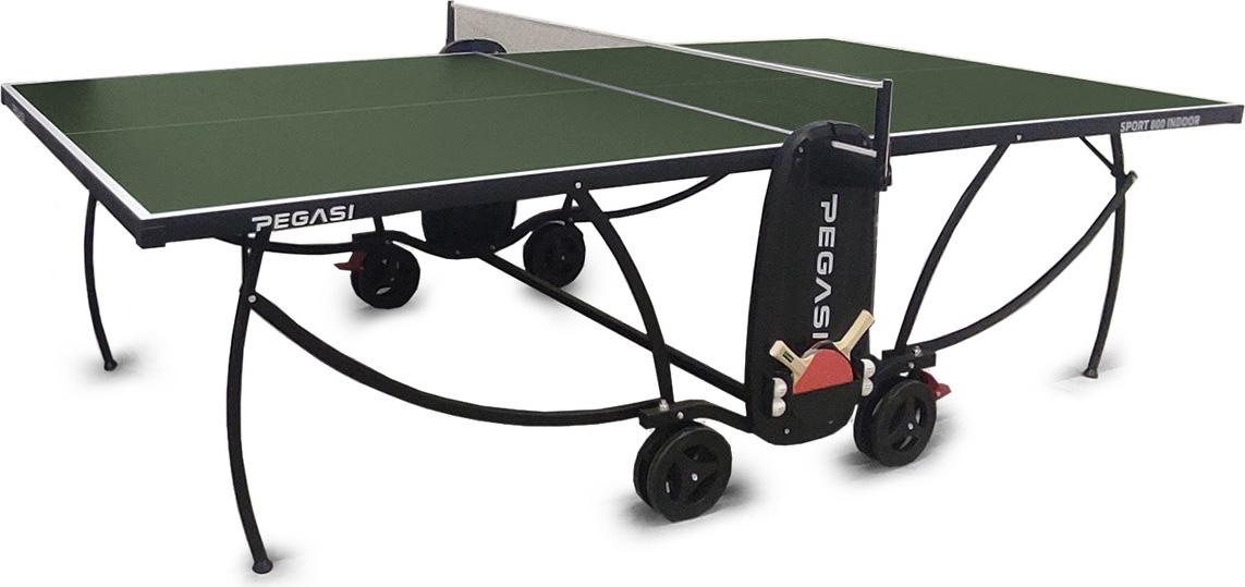 Pegasi Tischtennisplatte 800 - Tischtennisplatte Indoor - Faltbare Tischtennistisch - Klappbar - Original Tischtennistisch - Mit Rädern - Beweglich - Grün PEG-T800IN-GREEN