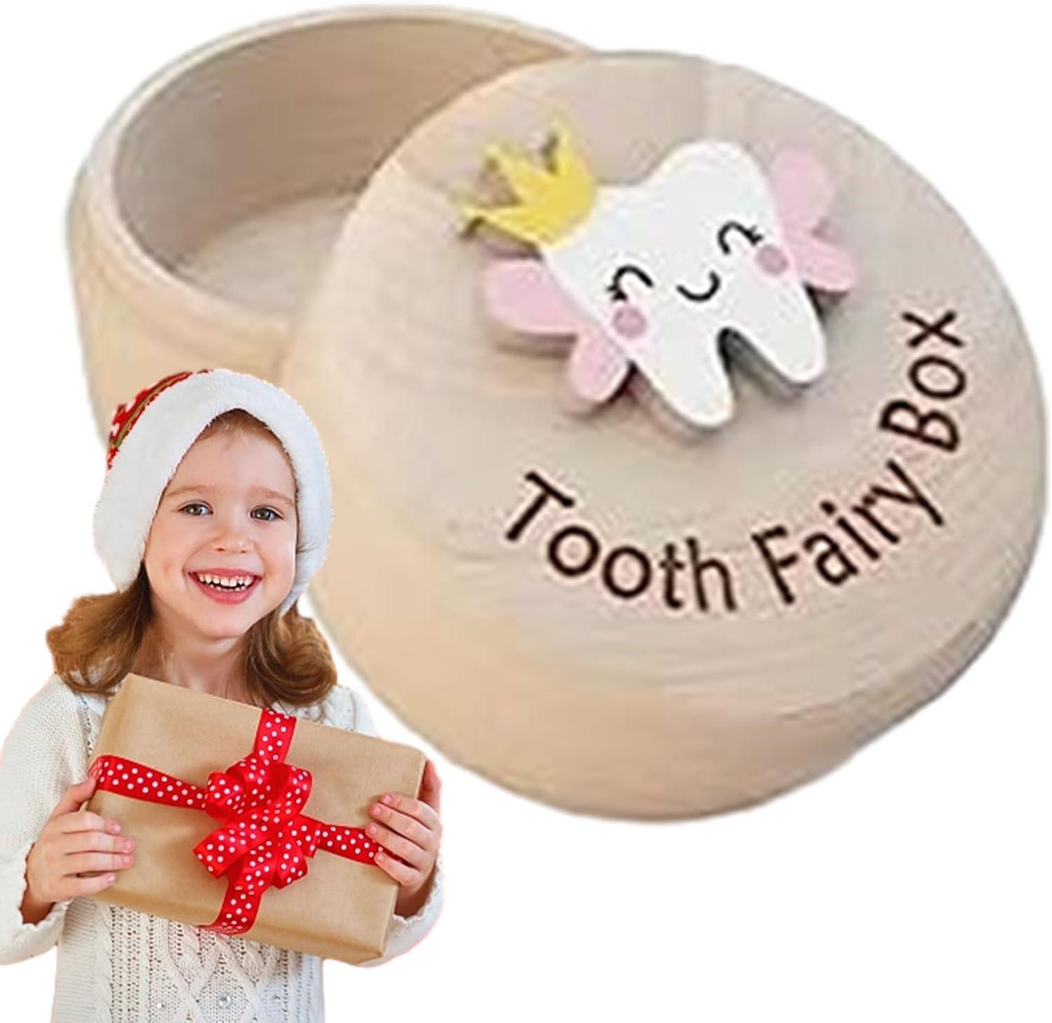 JedBesetzt Geschnitzte Zahnfee-Box aus Holz – Zahnaufbewahrungsgeschenk zur Babyparty K-MM-2641-233