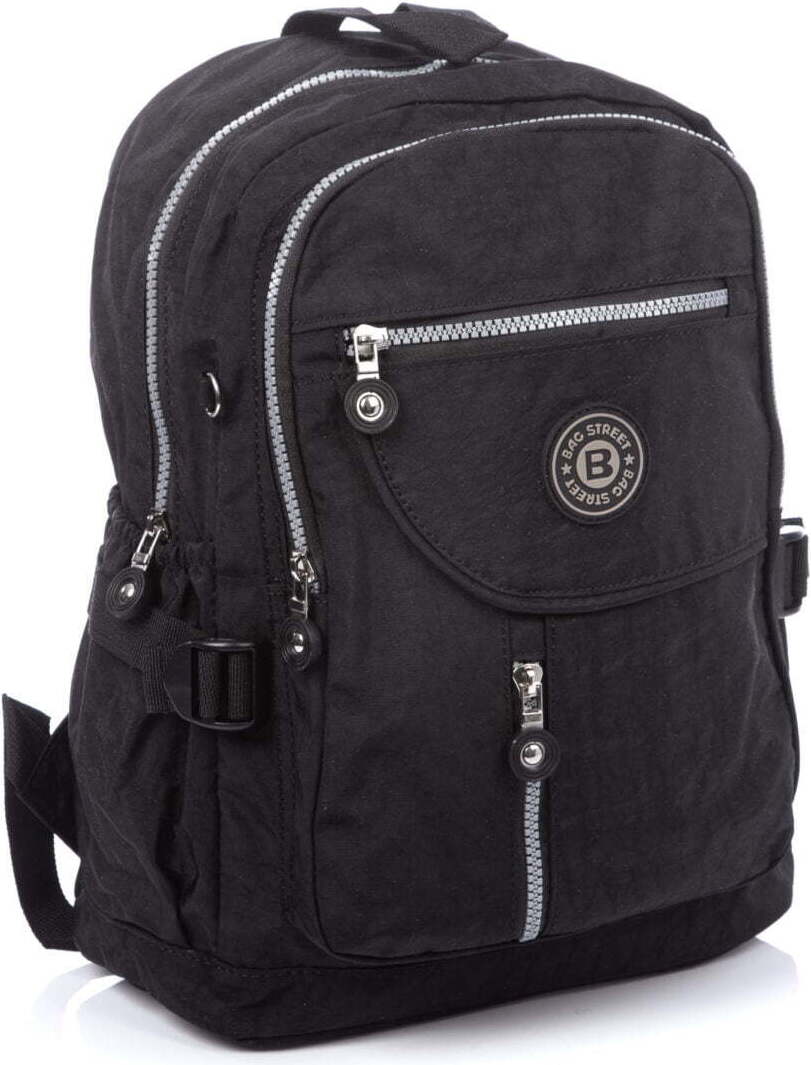 Bag Street Damen und Herren Rucksack Leicht Stadtrucksack Sport Freizeit Nylon Schwarz