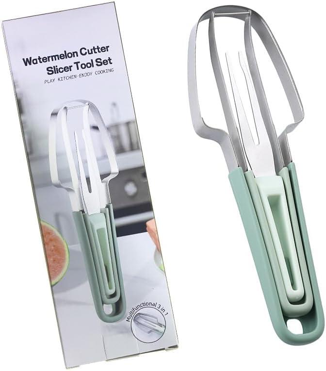 DA Concept Melonenschneider 3-in-1 – Wassermelonen Schneider & Servierzange für Sommer, Obstsalat, BBQ, Picknick
