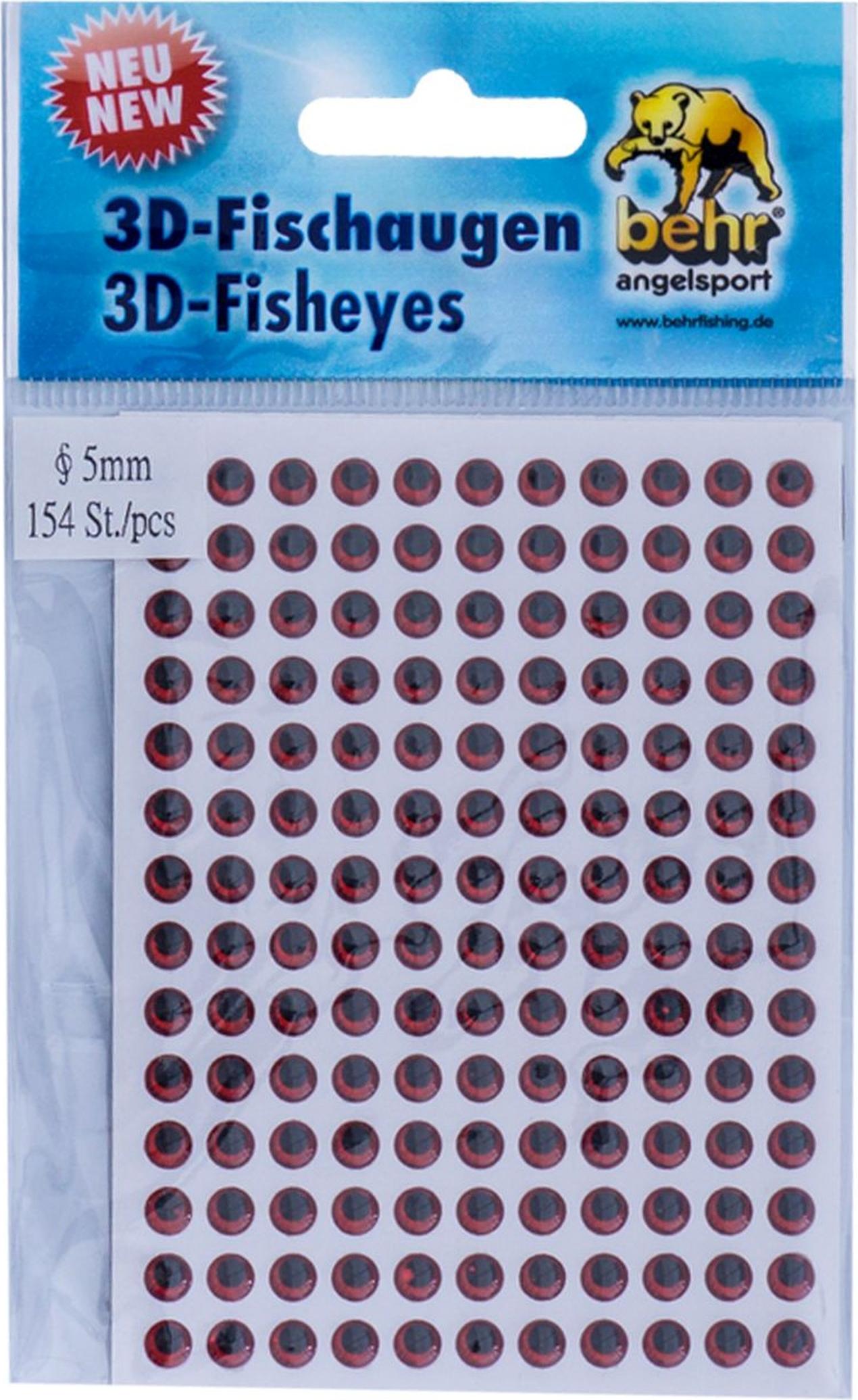 BEHR 3D Klebeaugen Fischaugen rot - Augen für Wobbler, Größe/Packungsinhalt:5mm / 154 Klebeaugen 6713207
