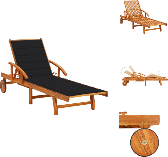 vidaXL Lehátko s vankúšom z masívneho dreva akácie - Lehátka