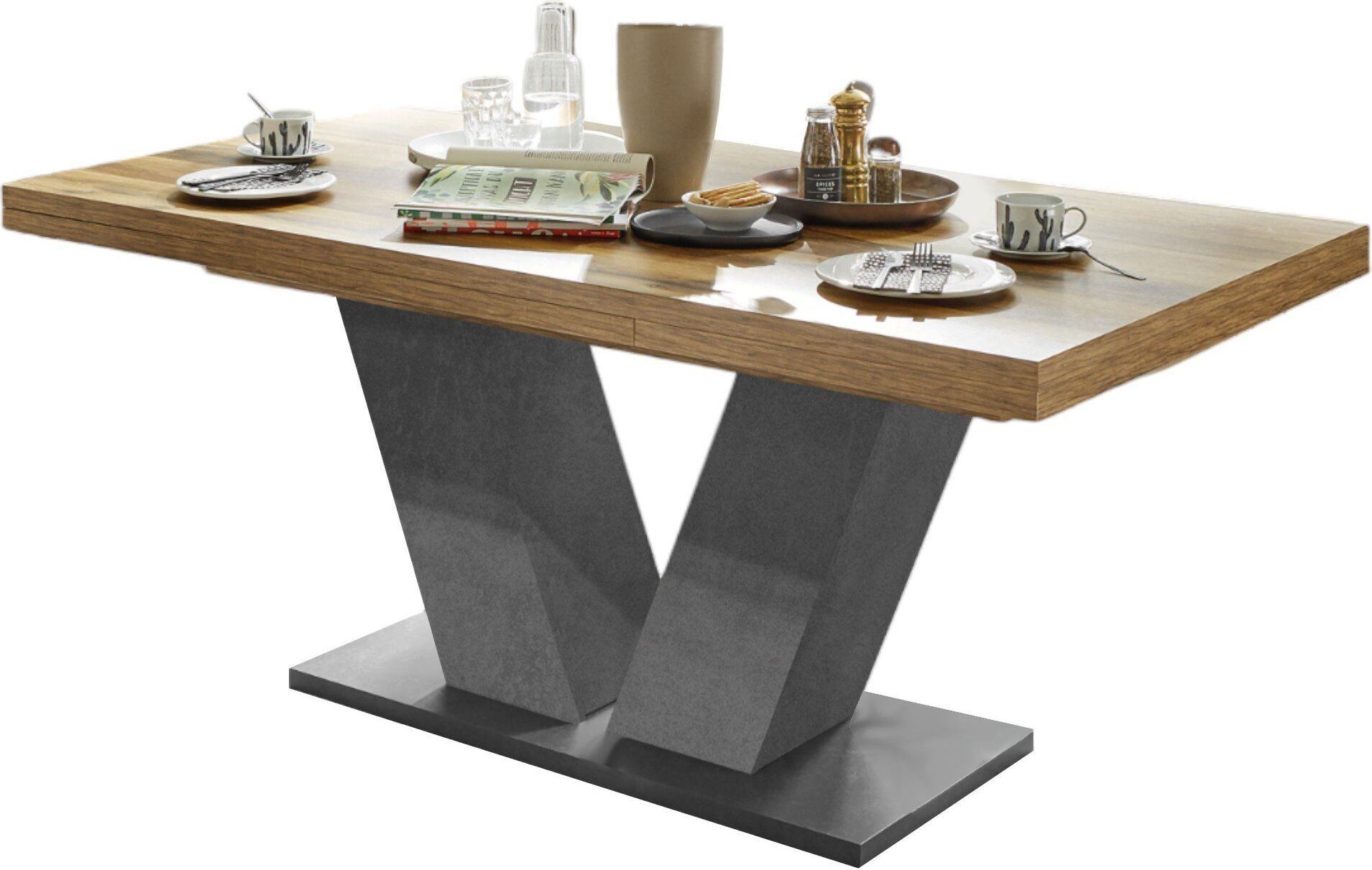 Esstisch ausziehbar Elena 160x90x76 Graphit/Plankeneiche 13993-160