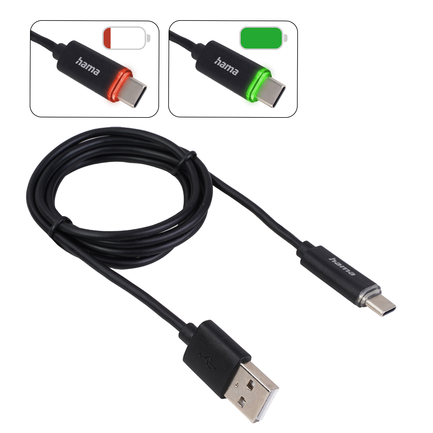 Hama USB-A auf USB-C Kabel mit LED-Ladeanzeige 74255