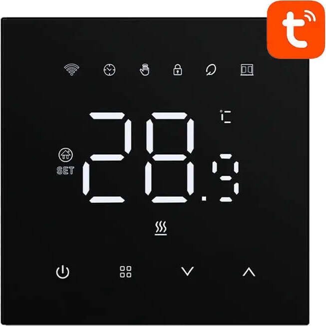 Inteligentný termostat pre elektrické kúrenie Avatto WT410-16A-B, 16A, WiFi