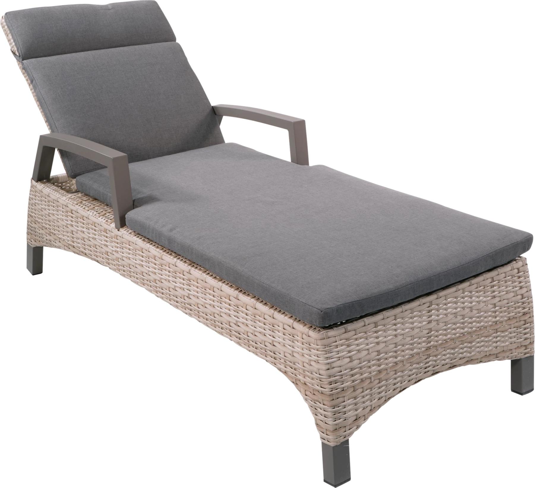 Sonnenliege - 162x70x101 cm - Beige Aluminium - Taupe Geflecht