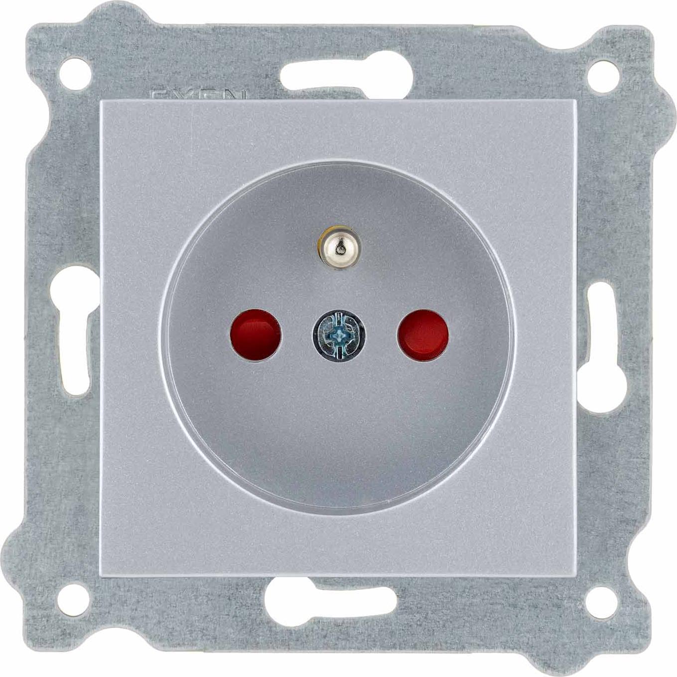 Steckdose mit Erdung (Typ E) und Stromschienenabdeckungen Silber 242/10E EXEN