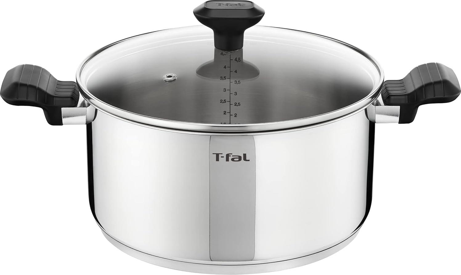 Markenlos 24 cm Kochtopf mit Glasdeckel für Induktion - Edelstahl - ergonomische Griffe - wärmeisolierend - Schmorgerichte - Comfort Max C9734604