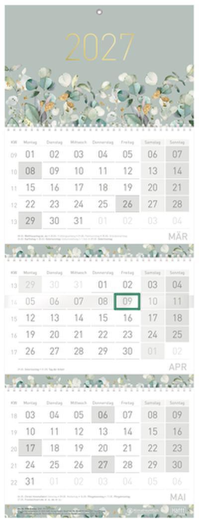 Häfft Verlag Drei-Monatskalender Premium Minty Leaves 2027