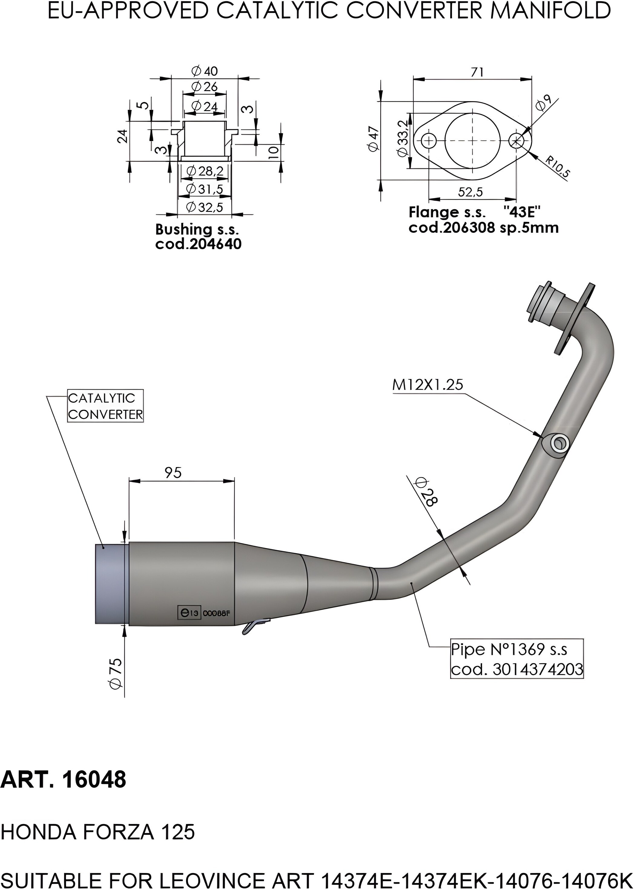 Leovince Leo Vince Katalytischer Konverter MANIFOLD 16048