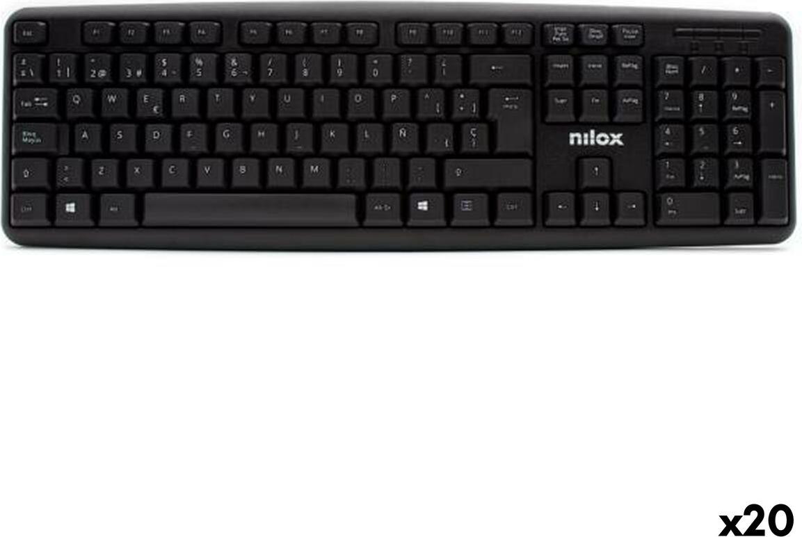 Tastatur Nilox Schwarz Qwerty Spanisch (20 Stück)