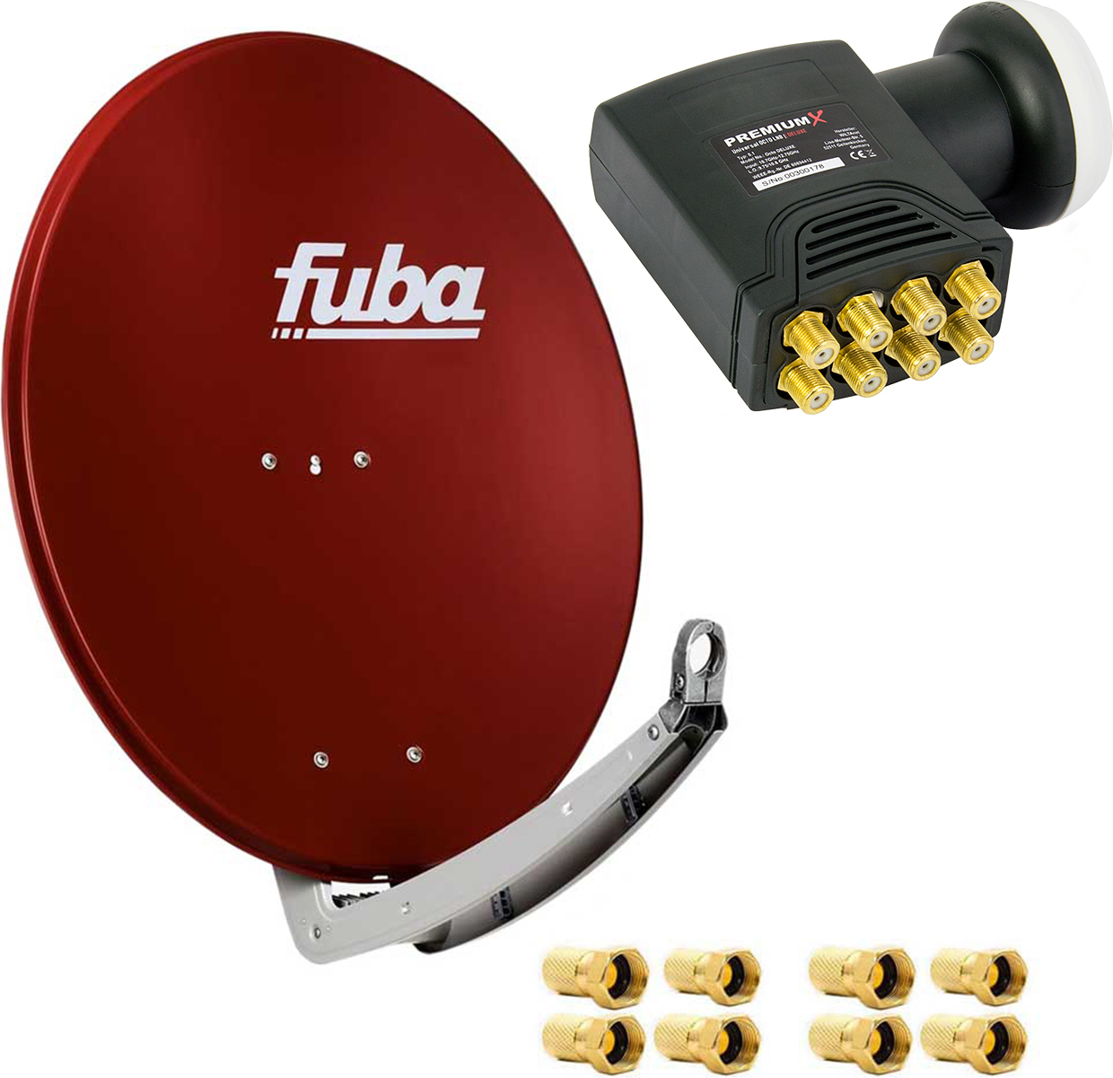 Fuba DAA 780 R Satellitenantenne Aluminium in Rot HDTV 3D 4K Premium X DELUXE Octo LNB Sat
