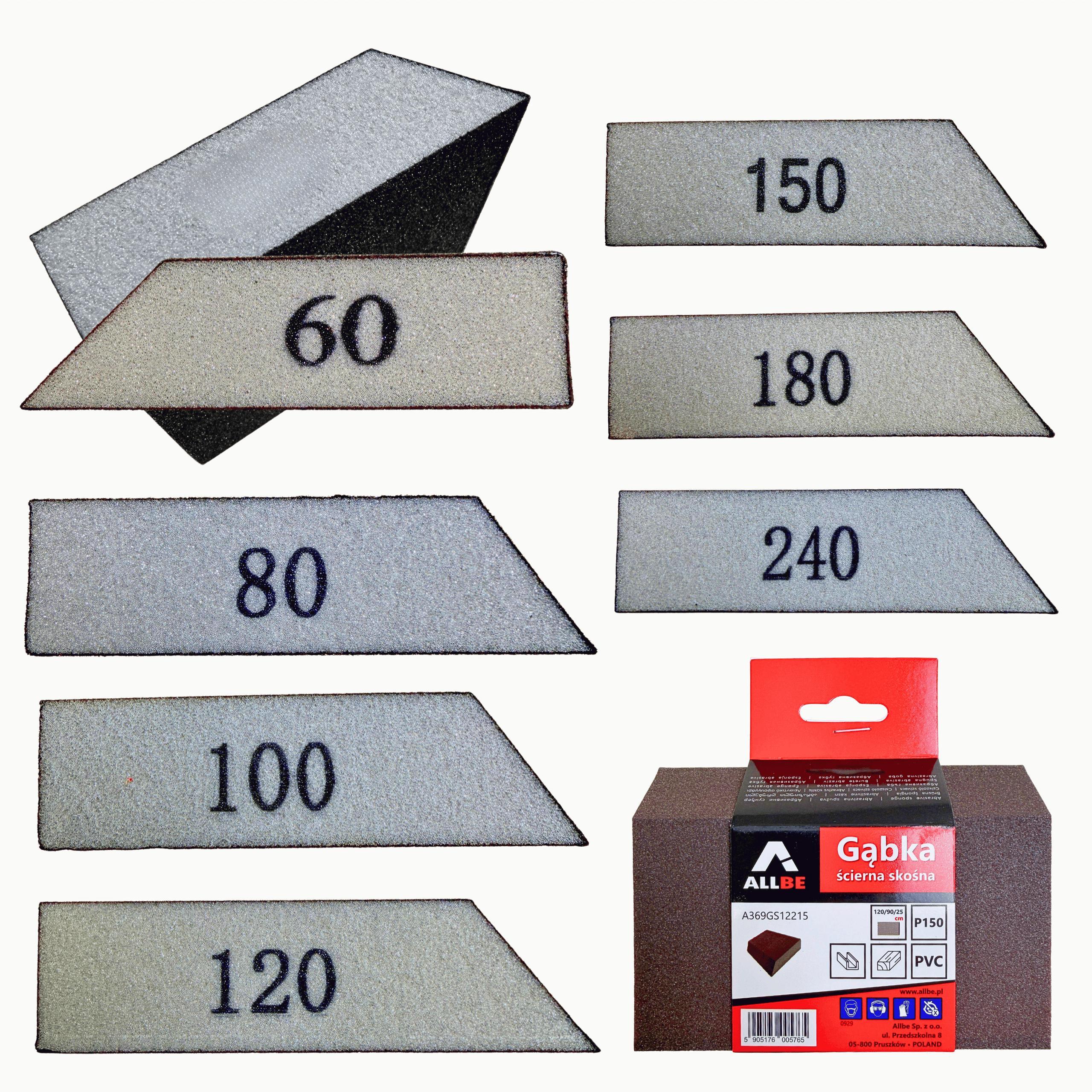 ALLBE Schleifschwamm Set 7 Stück P60–P240 Schleifblock Schräg 4 Seiten Schleifklotz