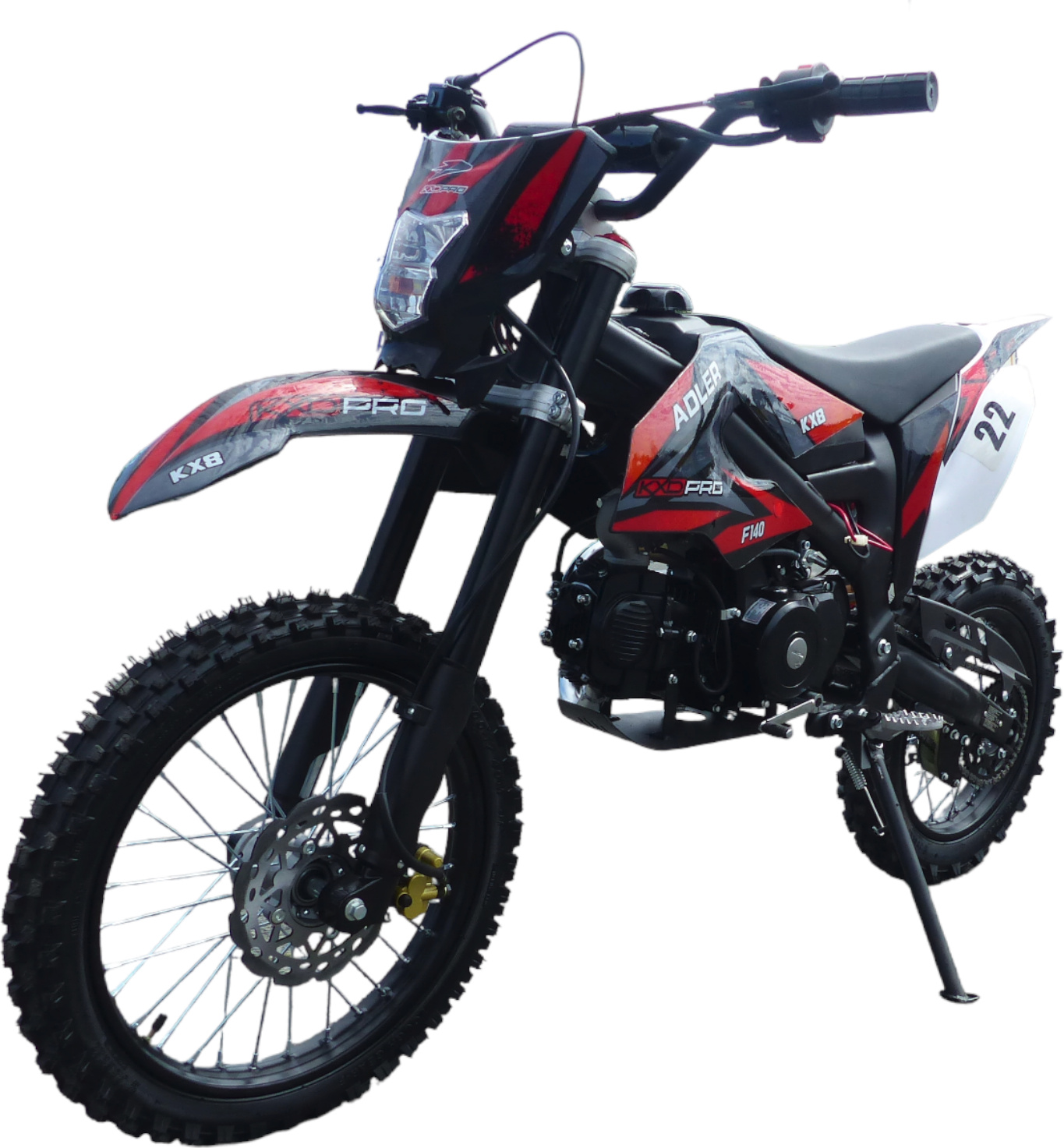 140cc Dirtbike Cross Bike Pitbike KXD 612 E-Start 17/14 Zoll Lichtmaske Rot