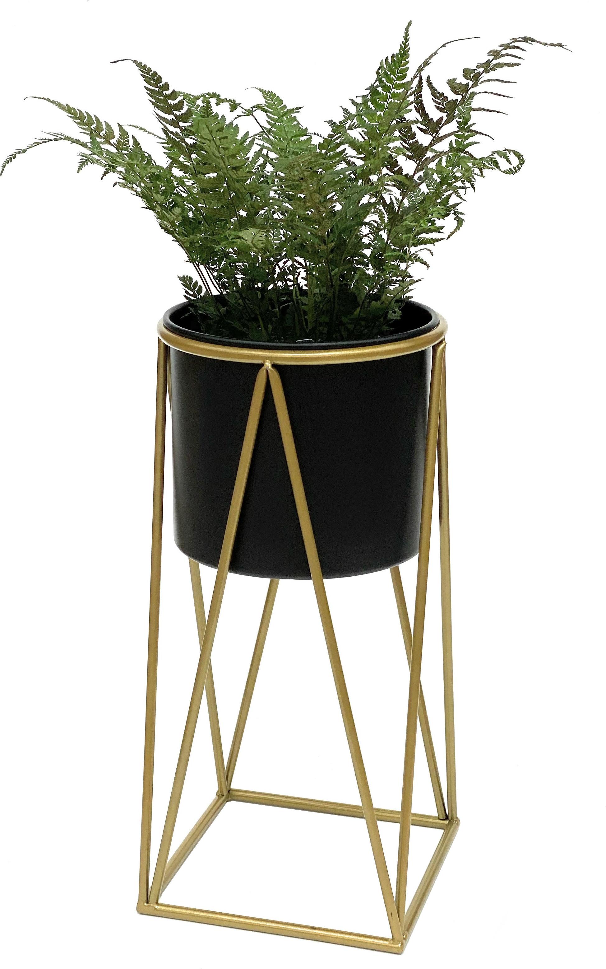 DanDiBo Sgabello Per Piante Con Vaso Incluso - Sostegno Per Fiori In Metallo, Altezza 75 Cm, Struttura Nera E Vaso Bianco Vintage