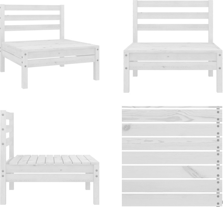 vidaXL Záhradná pohovka biela masívna borovica - Stredová pohovka - Stredové pohovky - Drevená stredová pohovka - Drevené stredové pohovky