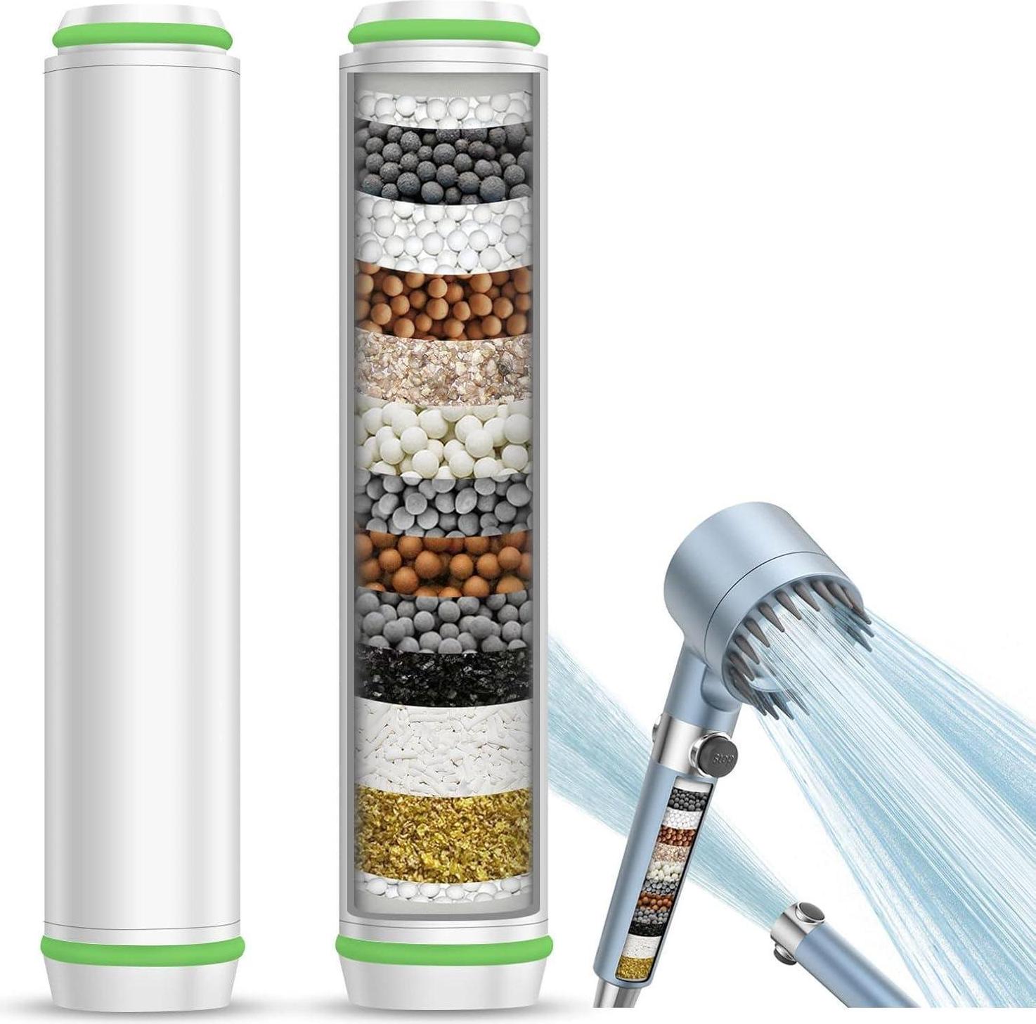 Sonstige 2er Pack Duschfilter für Kalkhaltiges Wasser, Shower Filter 15 Schichten