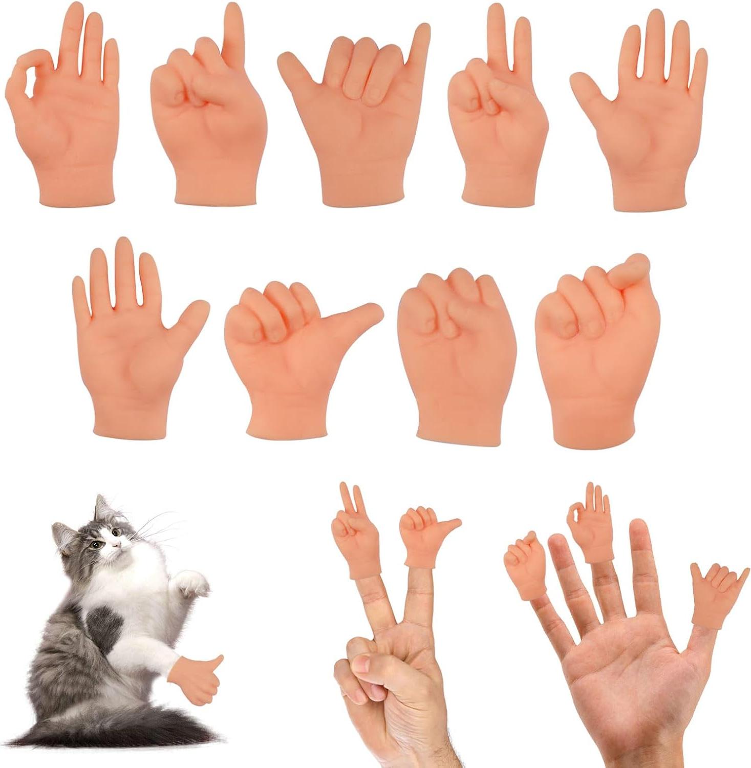 Markenlos 30 Stück Sehr Elastische Minihände TPR Kleine Hände Für Katzen - Weich und Bequem - Mini Hände Finger für Magie - Multi Stiloptionen