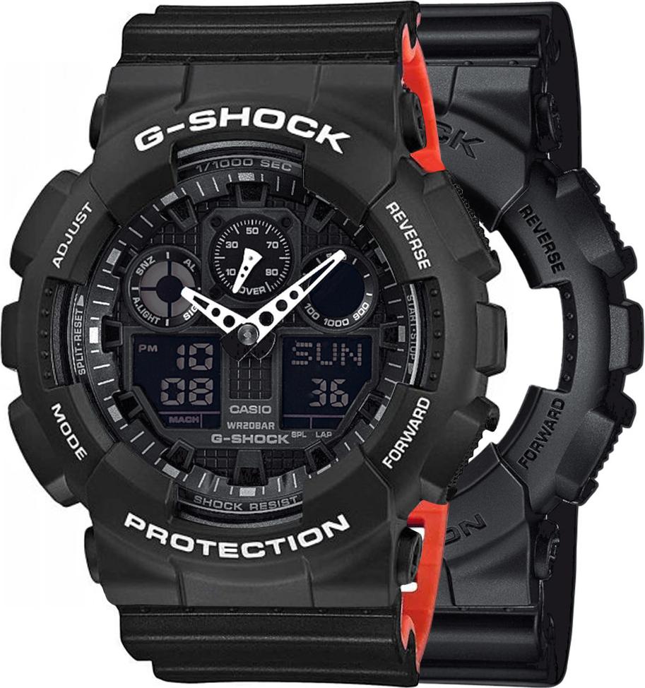 Zegarek Casio G-Shock SET GA-100-1A1ER + BEZEL 10508136 + PASEK 10577142 20BAR
