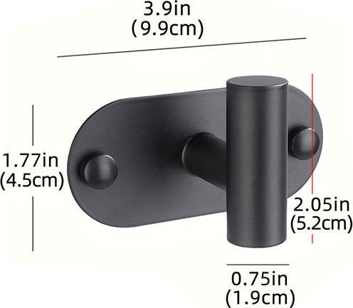 INF 2er-Pack Wandhaken - Hochbelastbarer Edelstahl Schwarz 369495