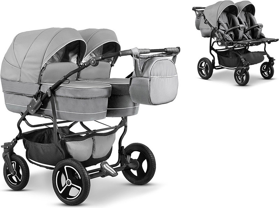 Zwillingskinderwagen 2 in 1 Twin Star inkl. Sportsitze - 10 Teile - in 16 Farben