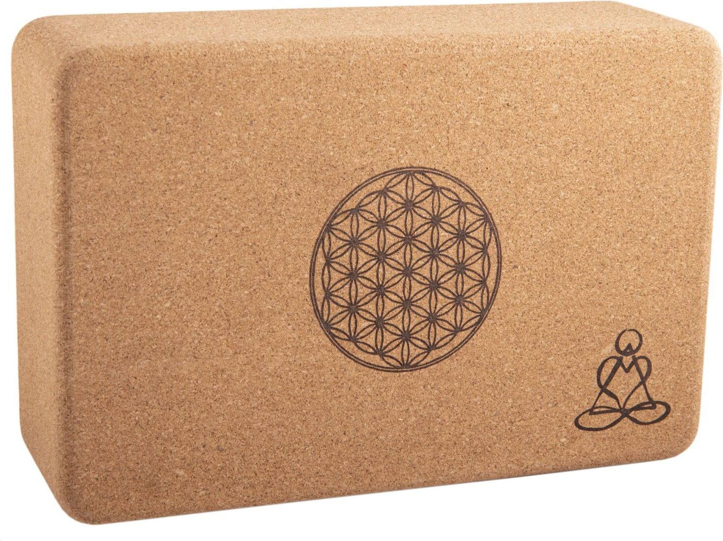 Berk Esoterik Yogablock aus Kork, klein mit Blume des Lebens und Mandala YO-60
