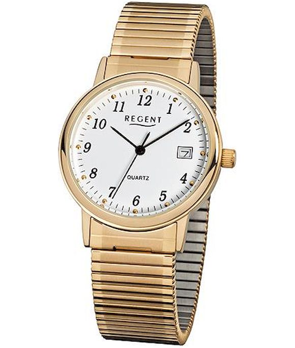 Regent náramkové hodinky zlaté F-707 Pánske analógové Quartz hodinky URF707